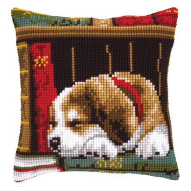 Vervaco Sleeping Dog Cushion Front Chunky Cross Stitch Kit