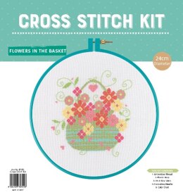 Creative World of Crafts Flowers in the Basket Cross Stitch Kit with Hoop