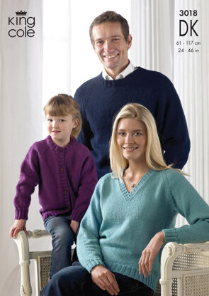 Sweaters & Cardigan in King Cole Merino Blend DK - 3018