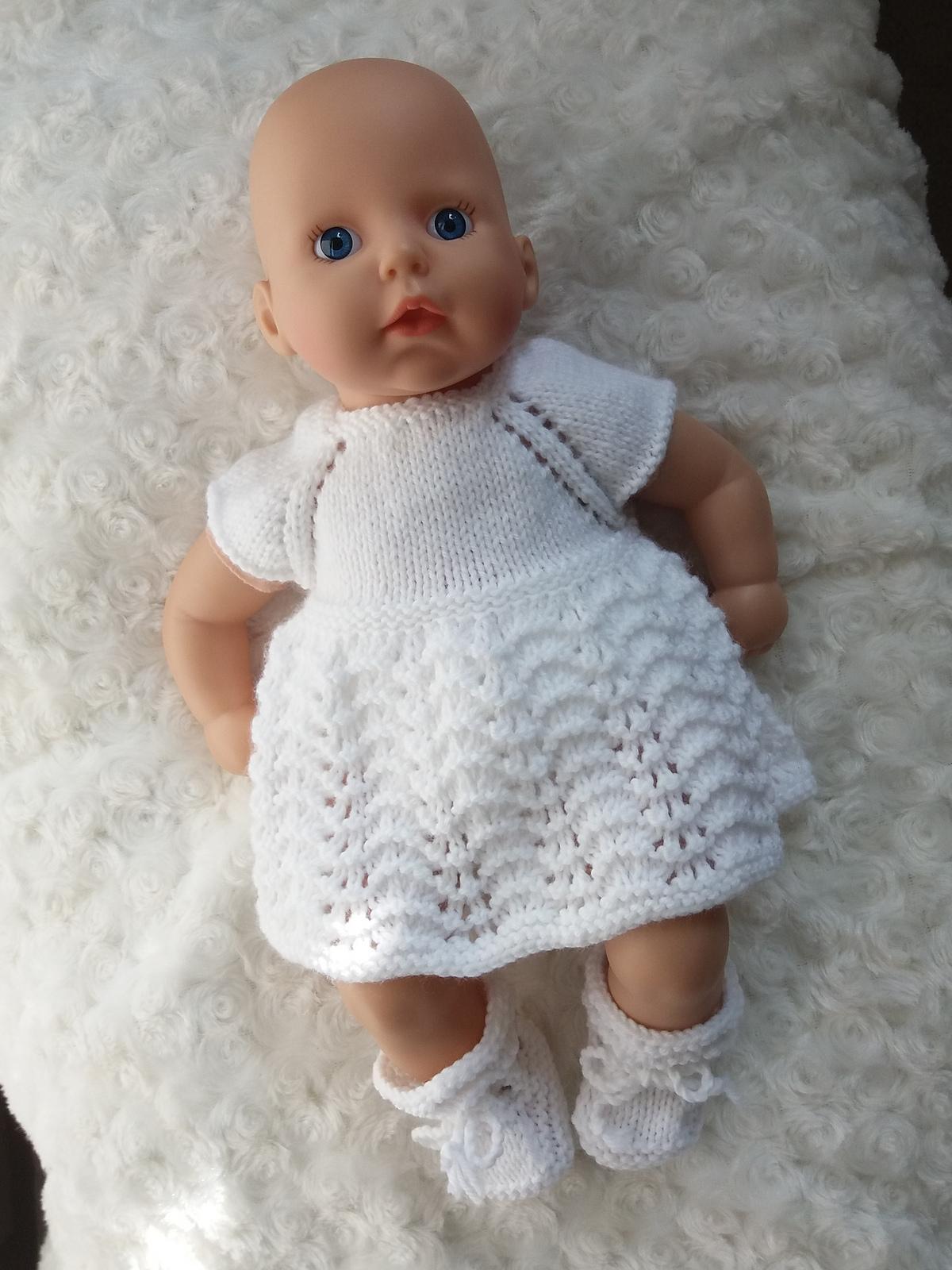 #150 poupée prem baby girl H12-22" dk 6pc set cardi robe pull knitting pattern 