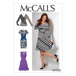 McCall's Misses' Crossover-Band Top and Dresses M7538 - Sewing Pattern