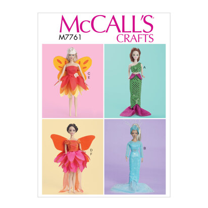 McCall's Costumes For 11 1/2 Doll" M7761 - Paper Pattern All Sizes In One Envelope
