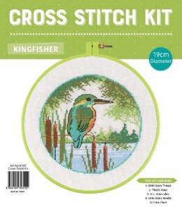 Creative World of Crafts Kingfisher Cross Stitch Kit with Hoop
