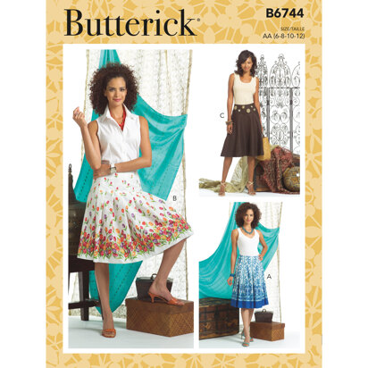Butterick Faltenröcke oder ausgestellte Röcke für Damen B6744 - Schnittmuster