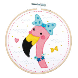 Vervaco Felt Printed Embroidery Kit with Frame: Flamingo