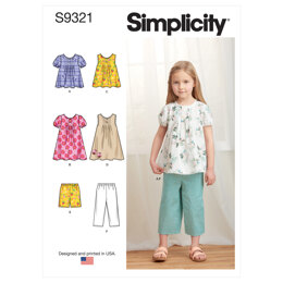 Simplicity Children's Tucked Tops, Dresses, Shorts and Pants S9321 - Sewing Pattern