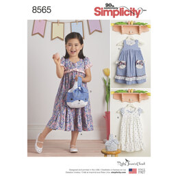 Simplicity 8565 Child's Ruby Jean's Dresses and Purses - Paper Pattern, Size A (3-4-5-6-7-8)