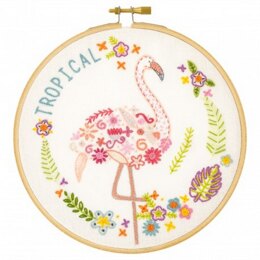 Un Chat Dans L'Aiguille Gontran the Flamingo Contemporary Printed Embroidery Kit