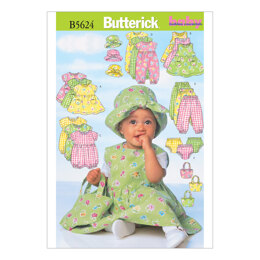 Butterick Infants' Dress, Jumper, Romper, Jumpsuit, Panties, Hat and Bag B5624 - Sewing Pattern
