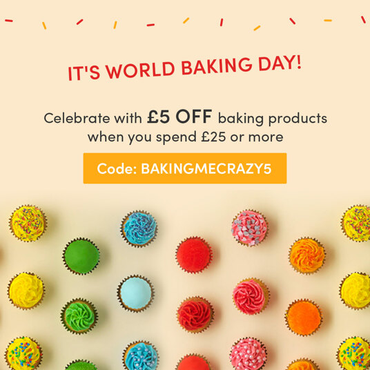 £5 off baking products when you spend £25 or more! Code: BAKINGMECRAZY5