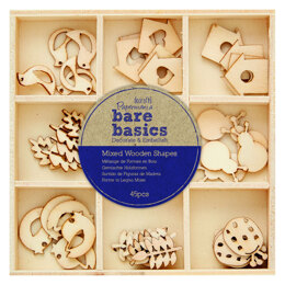 Papermania Mixed Wooden Shapes (45pcs) - Bare Basics - Autumn Garden