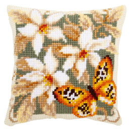 Vervaco Orange Butterfly Cross Stitch Cushion Kit - 40 x 40 cm