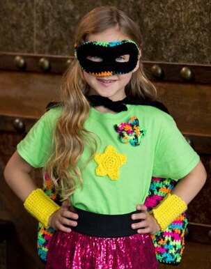 Girly Masked Hero Set in Red Heart Super Saver Economy Solids and Prints - LW3819
