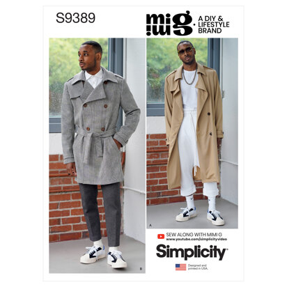 Simplicity Men's Trench Coat in Two Lengths S9389 - Sewing Pattern