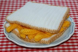 Crochet & Knitting Pattern for a Chip Butty / Sandwich - Knitted Food
