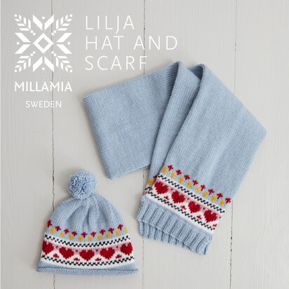 " Lilja Hat and Scarf " - Accessory Knitting Pattern For Girls in MillaMia Naturally Soft Merino by MillaMia