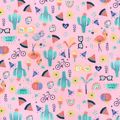 Oddies Textiles Cotton Poplin Printed – Cactus Pink