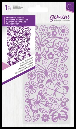 Gemini Embossing Folder 5.75" x 2.75" - Floral Butterflies