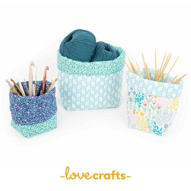LoveCrafts Painterly Blooms Fabric Baskets - Downloadable PDF