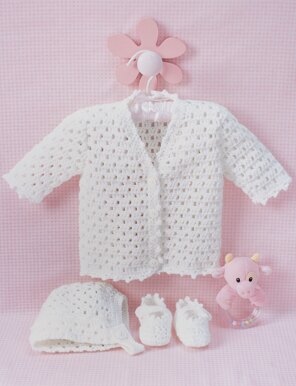 Lacy Set to Crochet in Bernat Softee Baby Solids