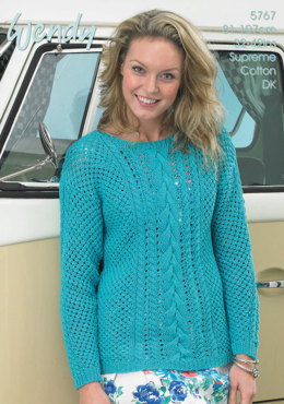 Mesh and Cable Sweaterin Wendy Supreme Cotton DK - 5767