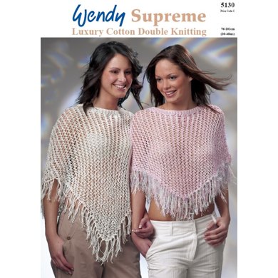 Long and Short Lacy Ponchos in Wendy Cosmic and Supreme Cotton DK - 5130