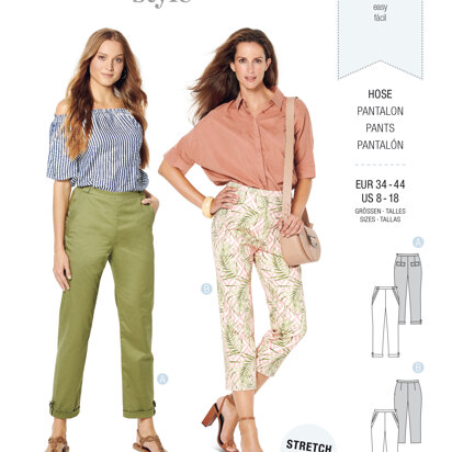 Burda Style 6242 Misses' Trousers/Pants with Side Zip Fastening –  Hip Yoke Pockets – Turn-ups B6242 - Paper Pattern, Size 8-18