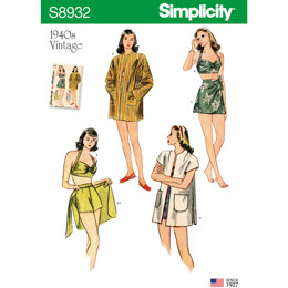 Simplicity S8932 Misses Vintage Bikini Top, Shorts, Wrap, Skirt and Coat - Sewing Pattern