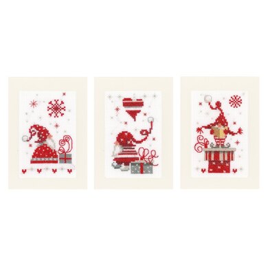 Vervaco Christmas Gnomes Cards Set (3pcs) Cross Stitch Kit