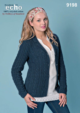 Cabled Jacket in Twilleys Freedom Echo DK - 9198