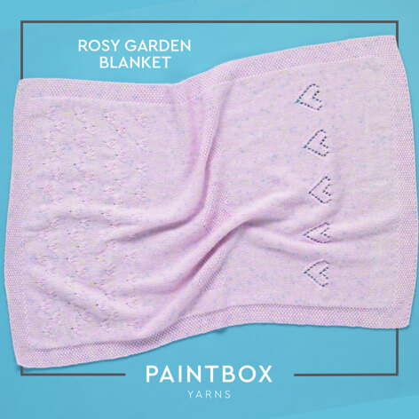 Rosy Garden Blanket - Free Afghan Knitting Pattern For Babies in Paintbox Yarns Baby DK Prints by Paintbox Yarns