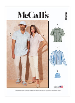 McCall's Unisex Shirts and Hat M8263 - Paper Pattern, Size S-M-L-XL-XXL-XXXL