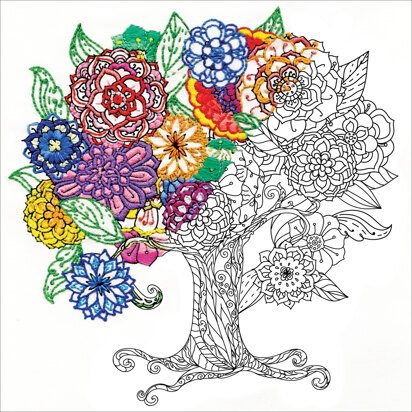 Design Works Zenbroidery Tree Printed Embroidery Kit