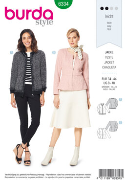 Burda Style Misses' Peplum Jacket B6334 - Paper Pattern, Size 8-18