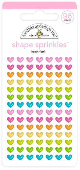 Doodlebug Sprinkles Adhesive Enamel Shapes - Heart-Fetti, Hey Cupcake