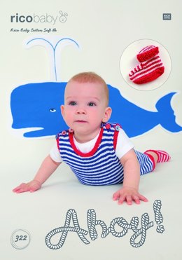 Dungarees and Striped Booties in Rico Baby Cotton Soft DK - 322