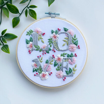LOVE Floral Letters Embroidery Pattern