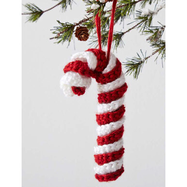 Candy Cane Ornament in Caron Simply Soft - Downloadable PDF