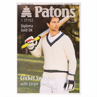 Cricket Sweater with Stripe Trims in Patons Diploma Gold DK in Patons - 3886 - Leaflet
