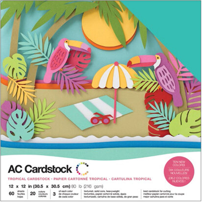 American Crafts Variety Cardstock Pack 12"X12" 60/Pkg - Tropical
