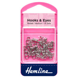 Hemline Hooks and Eyes: Nickel: Size 2
