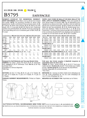 Butterick Damen-Strandkleid, Top, Badekleid, Badeanzug, Rock und Slip B5795 - Schnittmuster