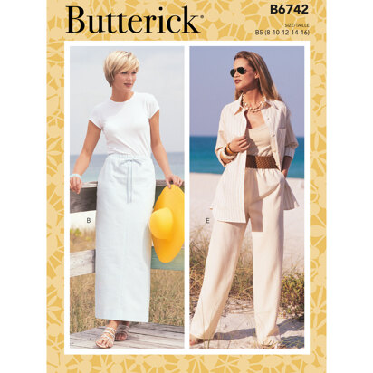 Butterick Misses'/Misses' Petite Elastic-Waist Skirts, Shorts and Pants B6742 - Sewing Pattern